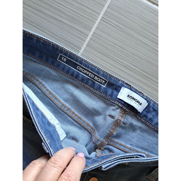 NEW Sonoma Cropped Boot Jeans 16R High Rise Straight Button Fly  Denim Women's - Picture 8 of 9